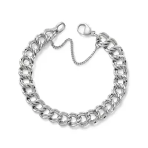 Heavy Double Curb Charm Bracelet