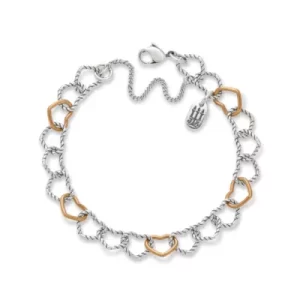 Twisted Wire Connected Hearts Charm Bracelet