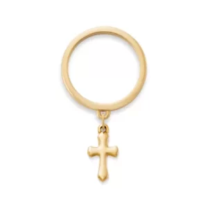 Flared Cross Charm Dangle Ring