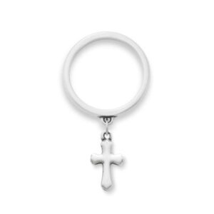 Flared Cross Charm Dangle Ring