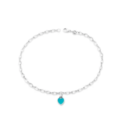 Enamel Connected Hearts Anklet
